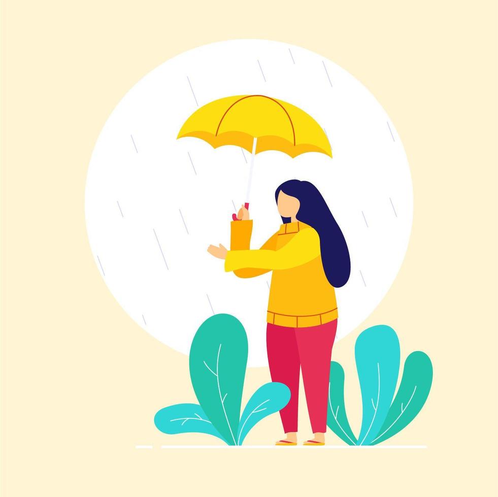 girl holding umbrella vector