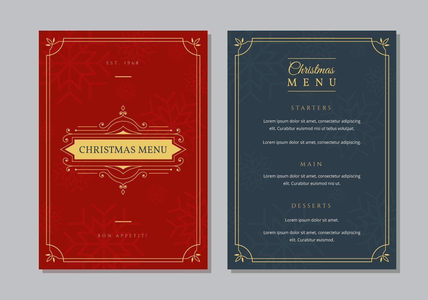 Christmas Menu Dinner Template vector