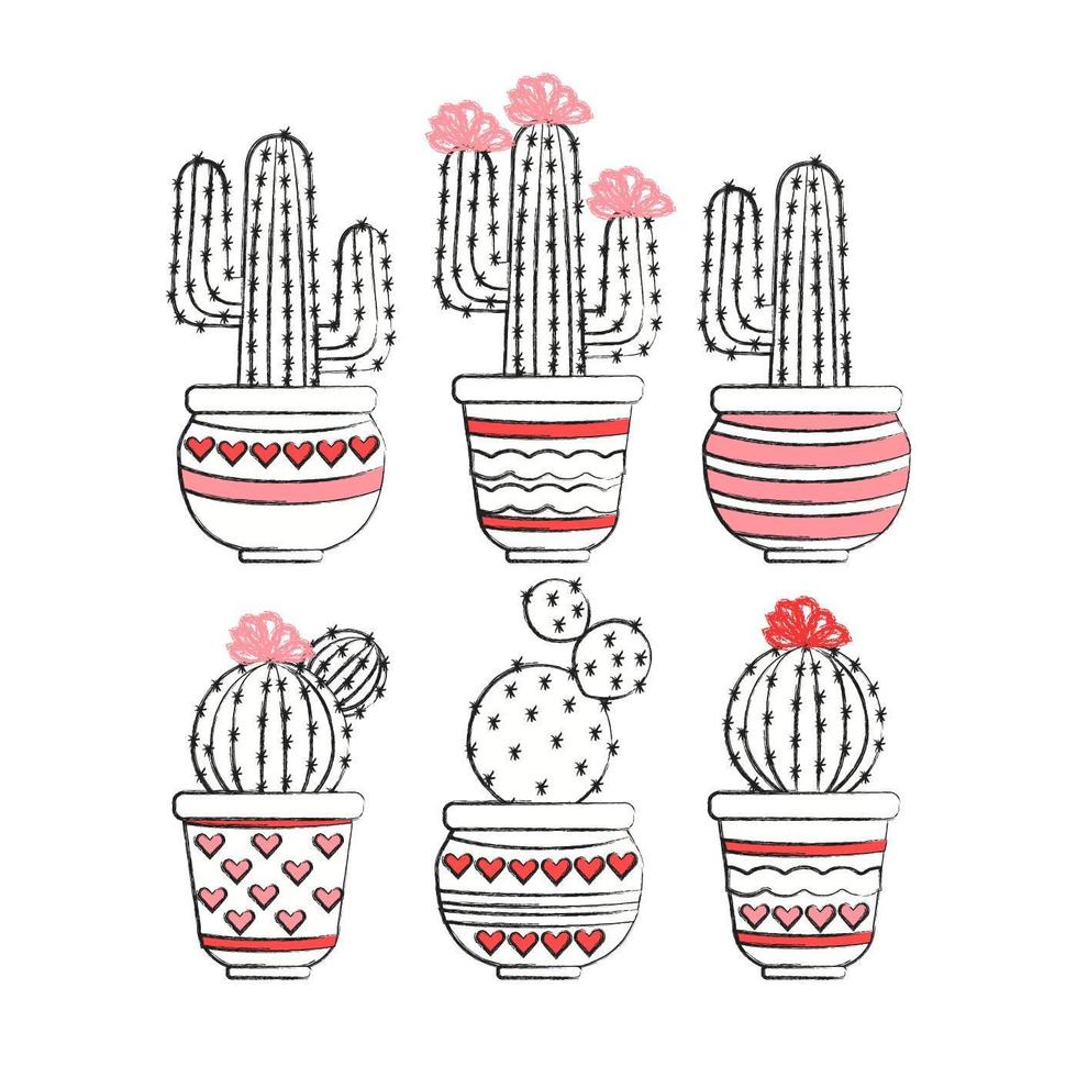 Vector Hand Drawn Cacti