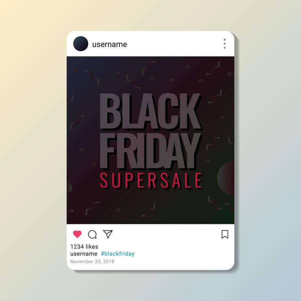 Black Friday Supersale Poster Design On Media Social Post Template vector