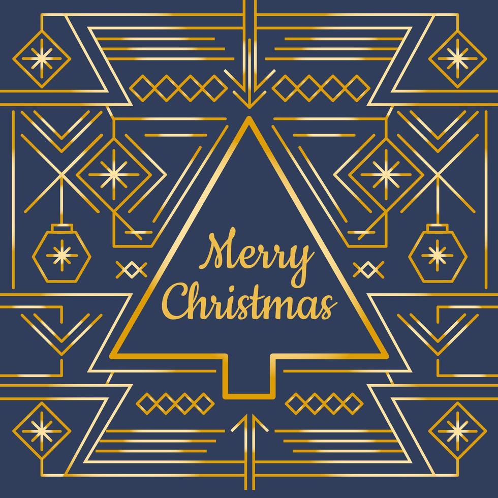Gold Merry Christmas Card Vector