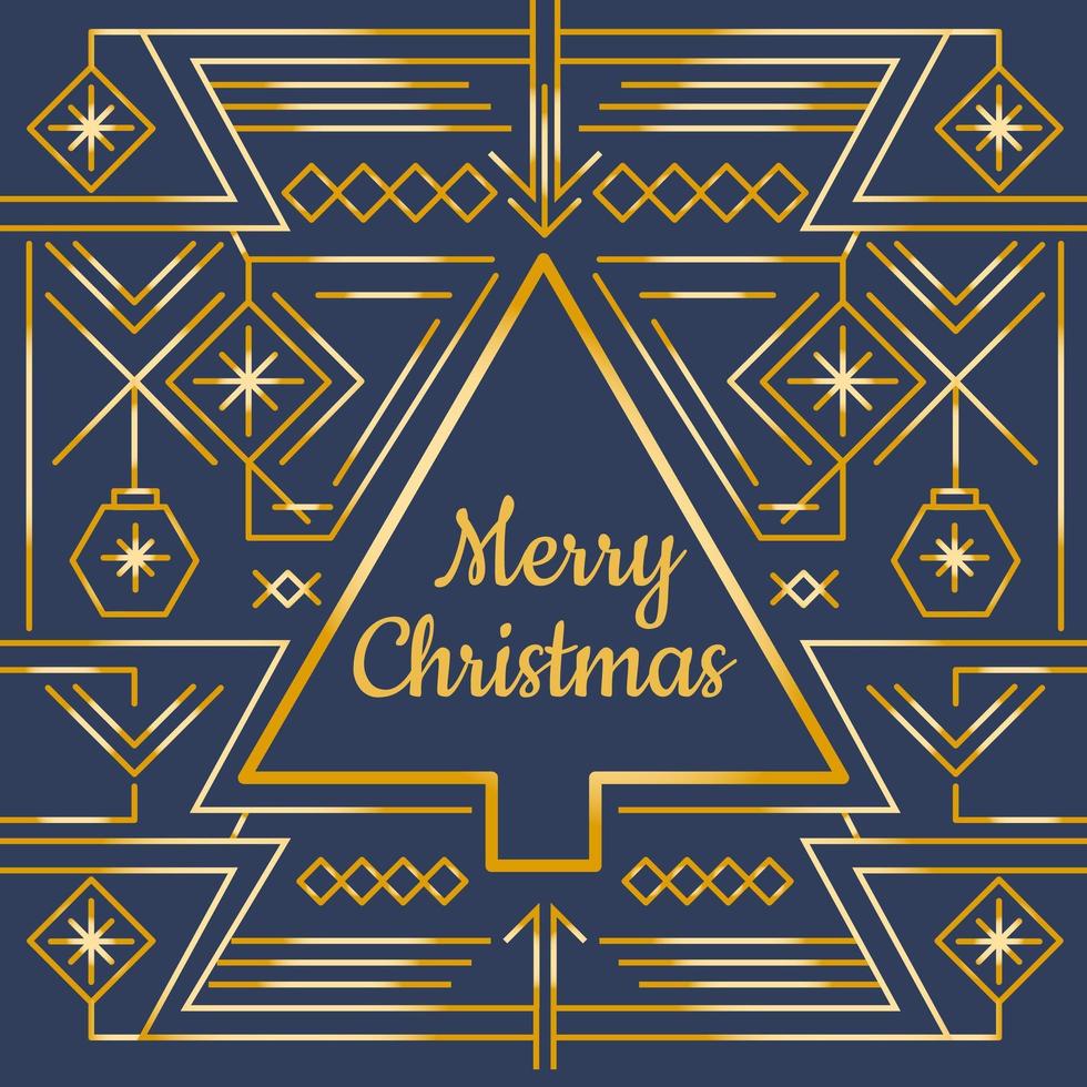 Gold Merry Christmas Card Vector