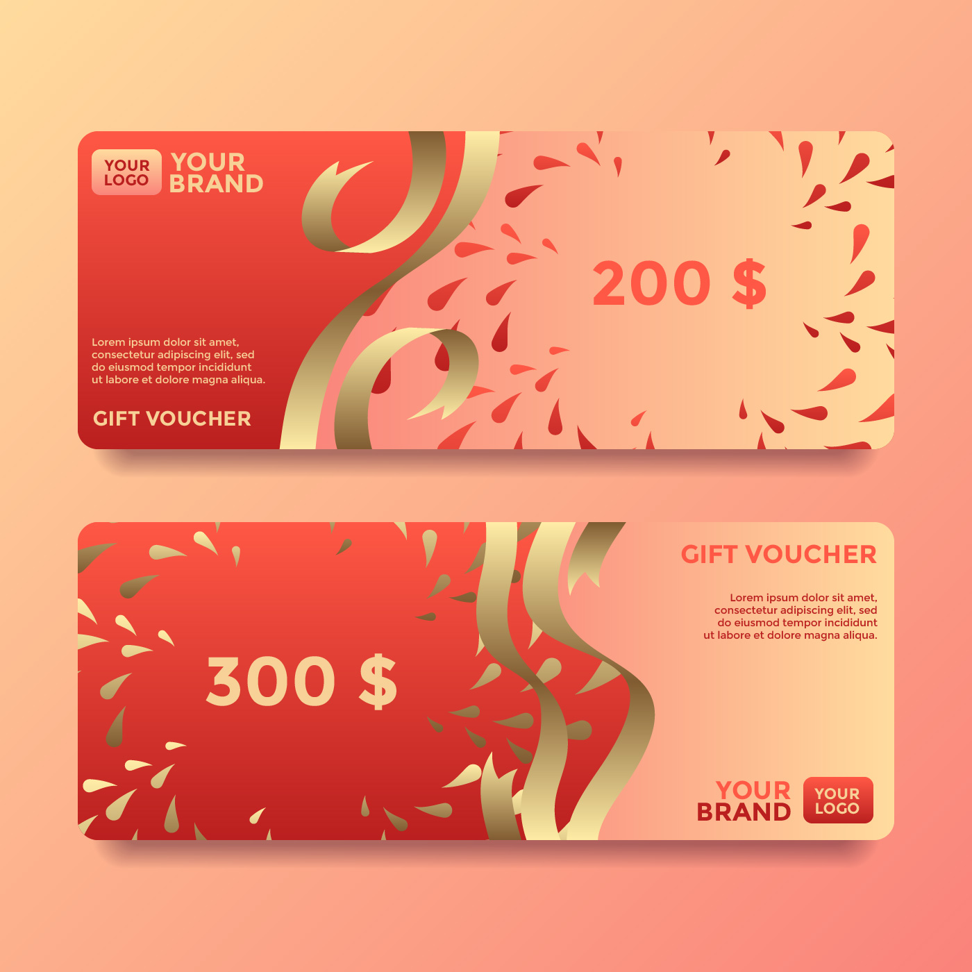 Download Ribbon Gift Card Voucher Templates Vector for free.