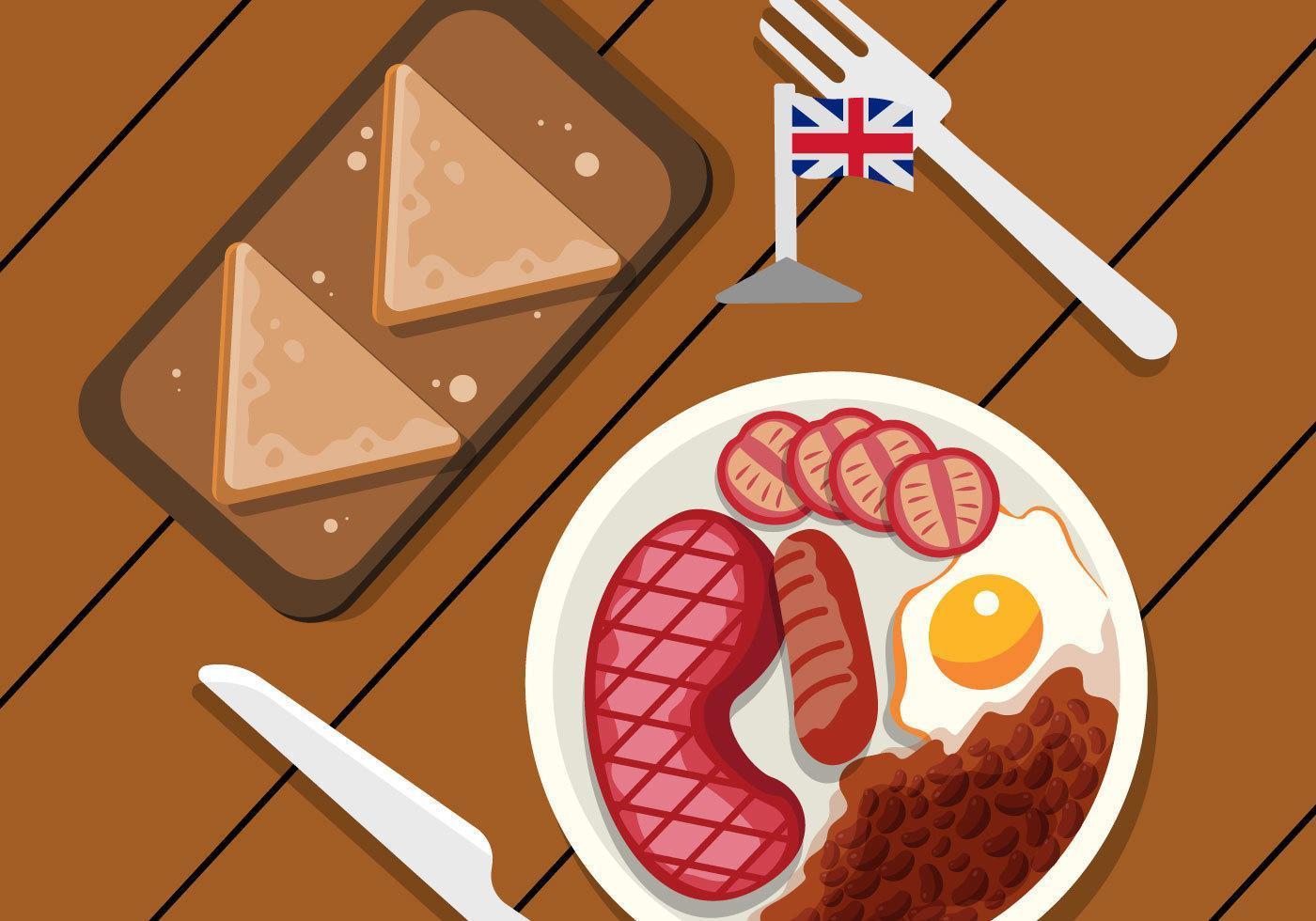 London Food Top View Vector Illustration
