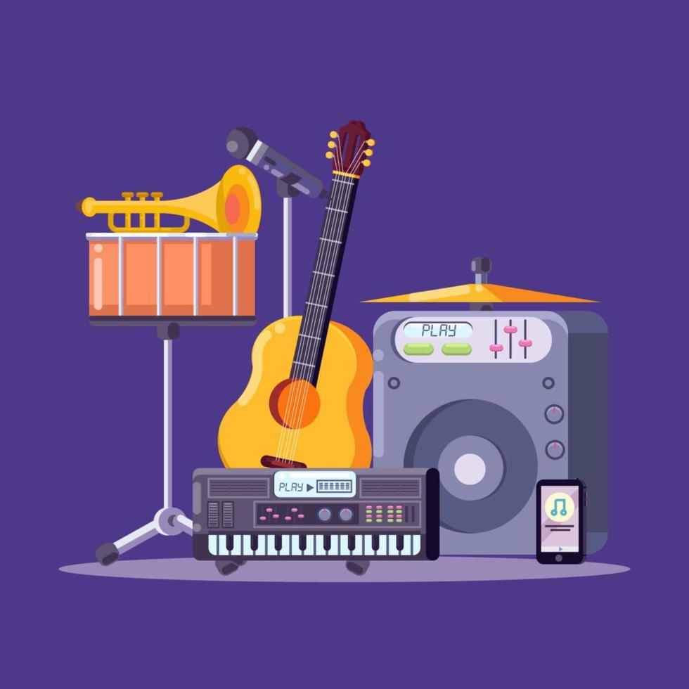 Music Instruments Knolling Illustration vector