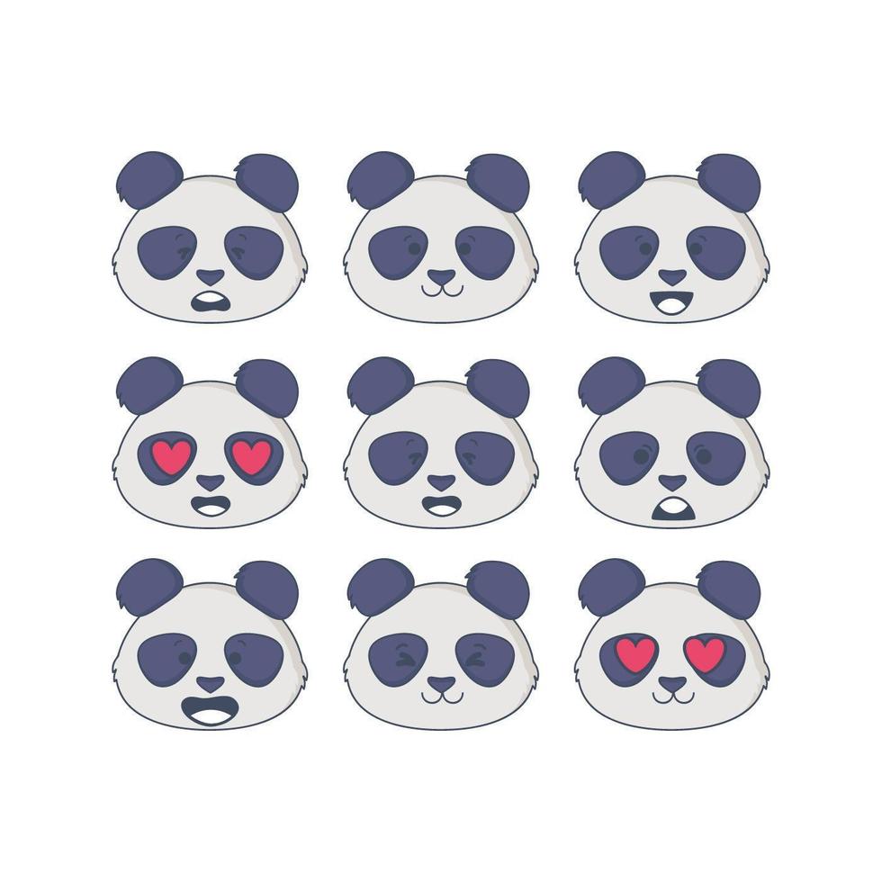 Vector Panda Facial Expressions