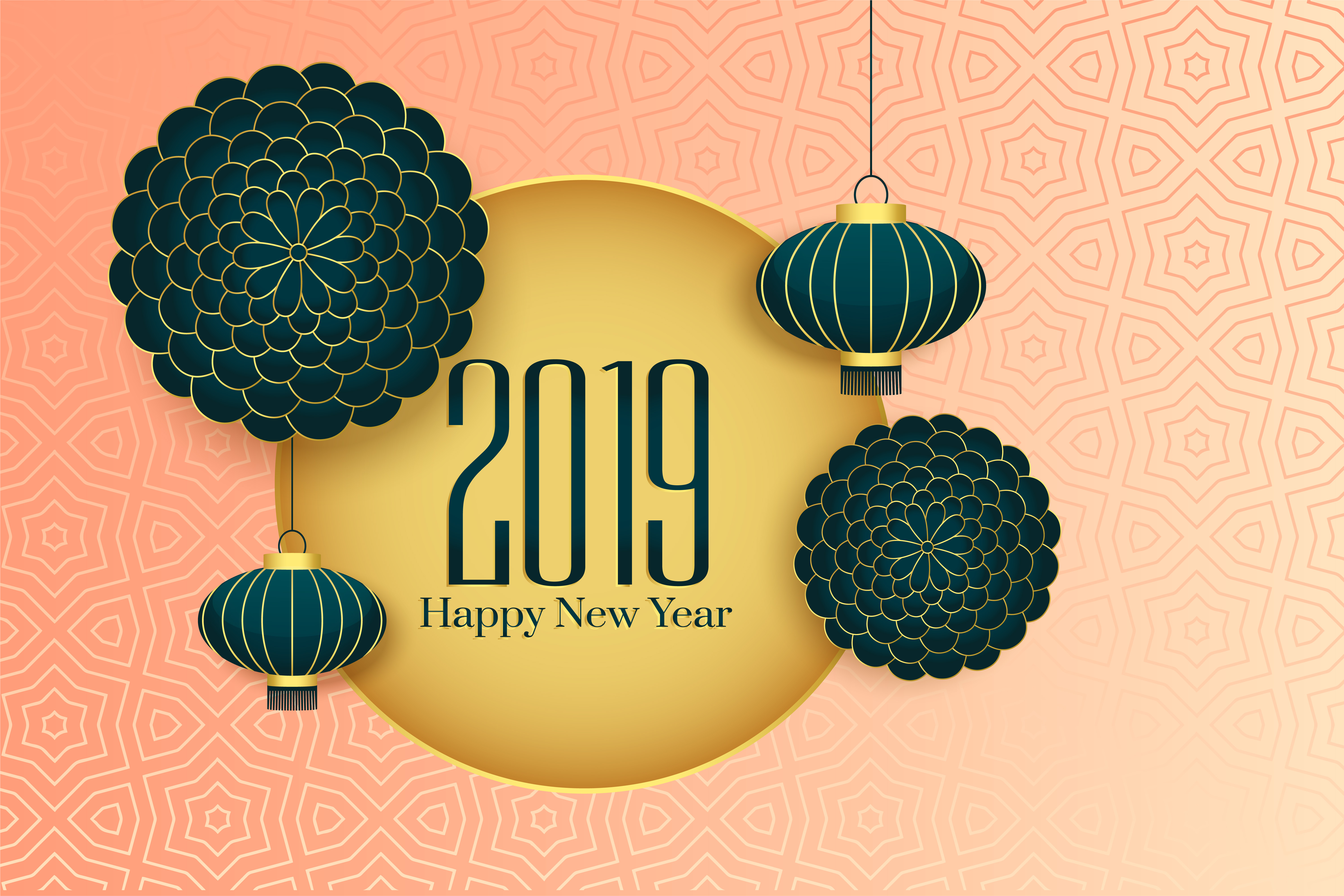 2019 happy chinese new year elegant background Download Free Vector