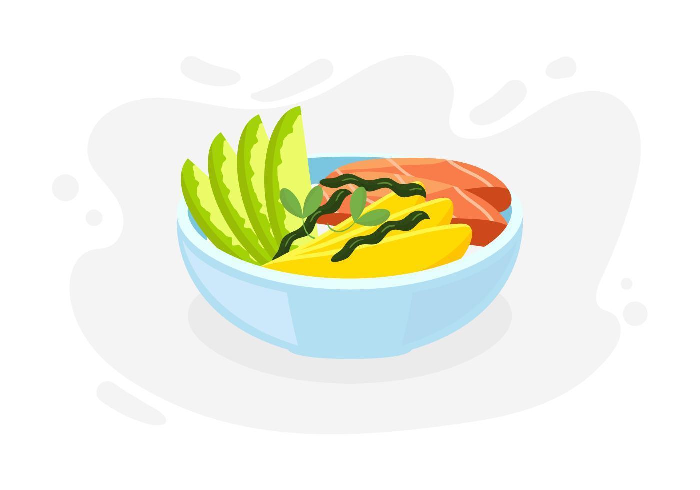 Fresh Poke Bowl vector