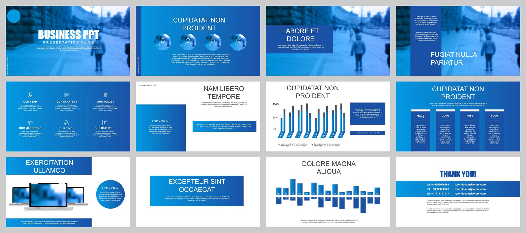 Blue Business Presentation Slide Templates vector