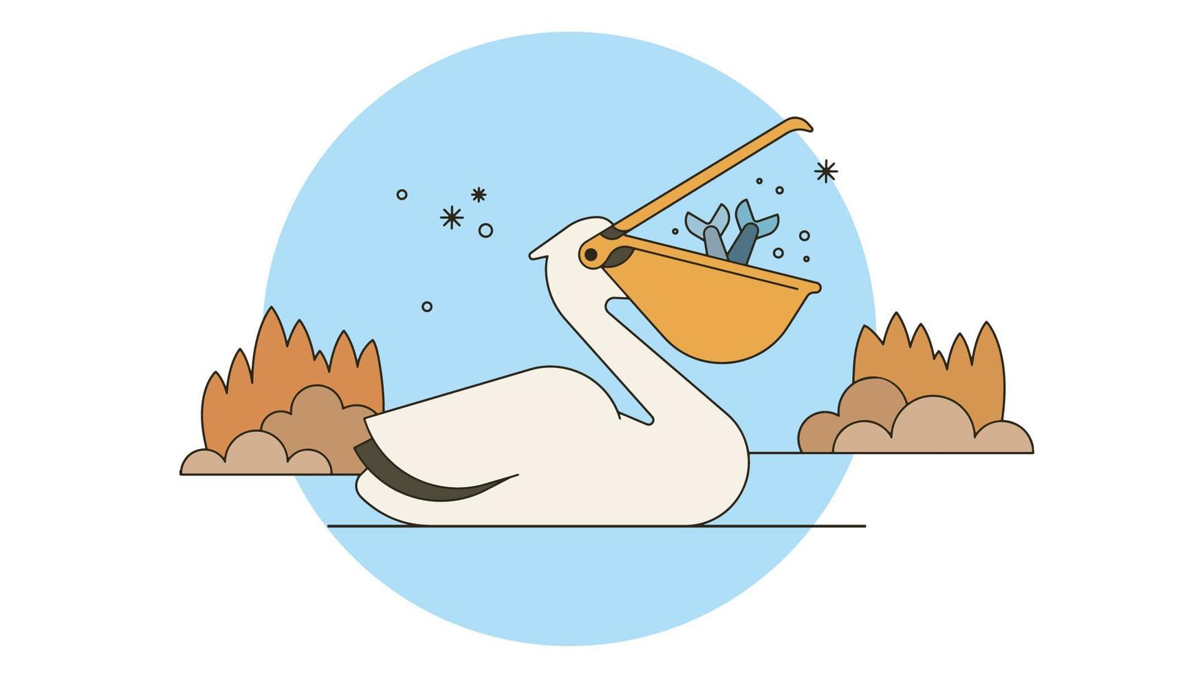 Fishing Pelican Vector