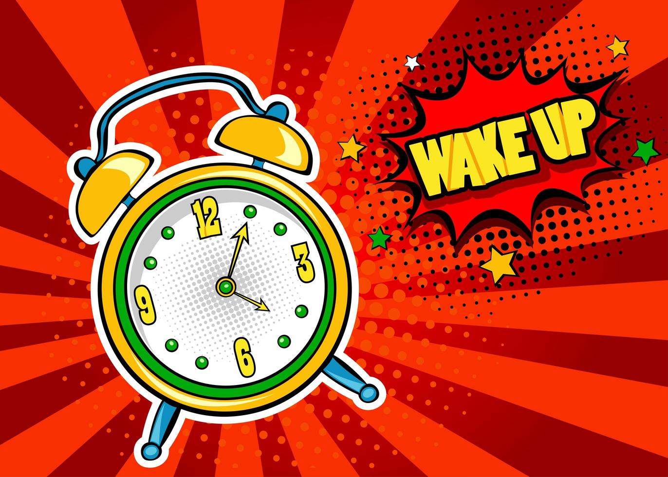 Pop art  background with comic alarm clock ringing vector