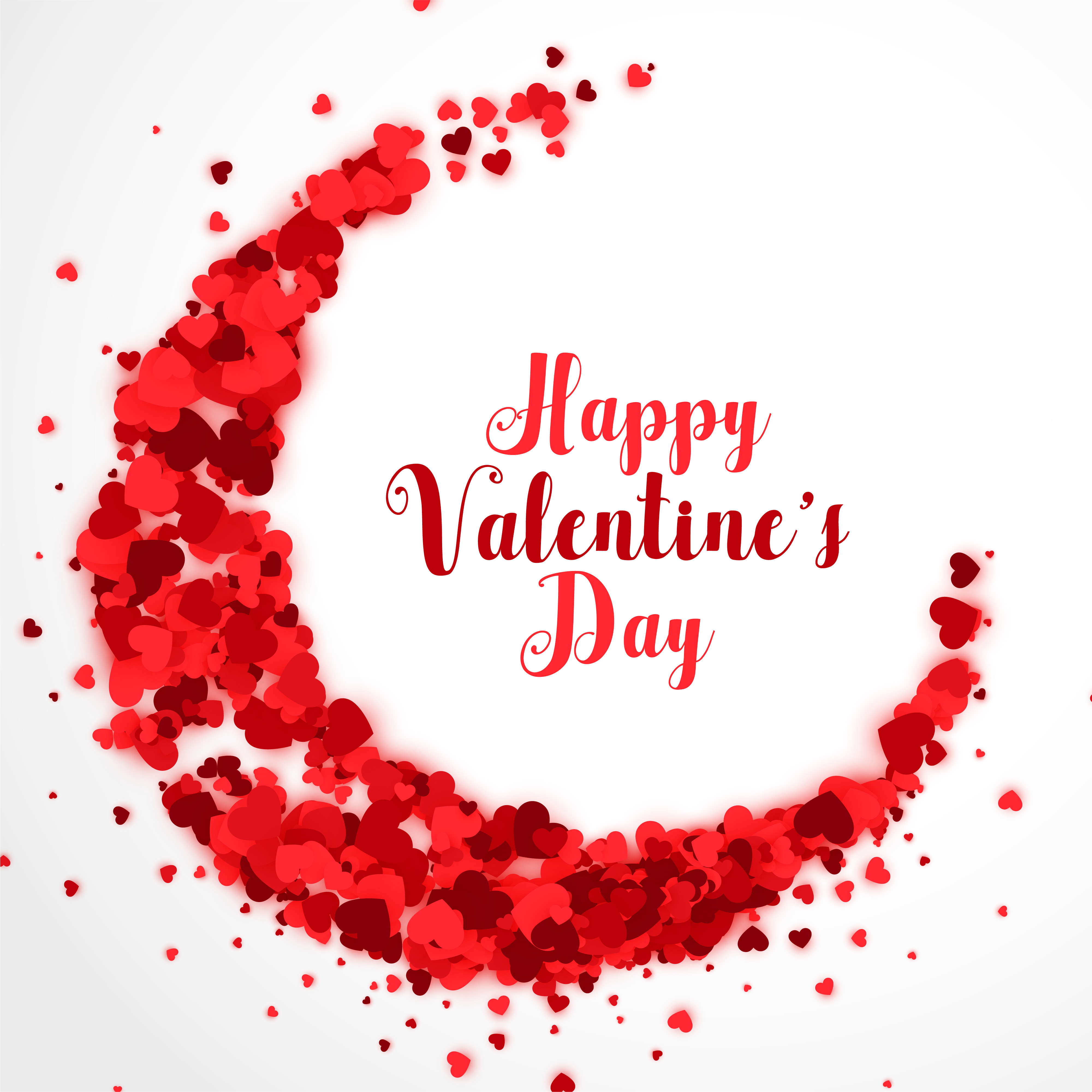 red papercut hearts in cresent shape valentines day background - Download Free Vector ...