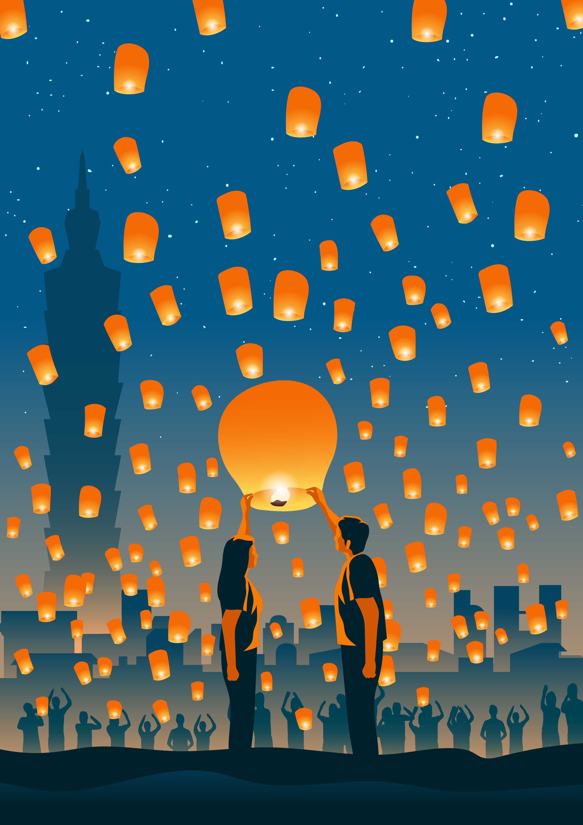 Taiwan Sky Lantern Moment 274307 Vector Art at Vecteezy