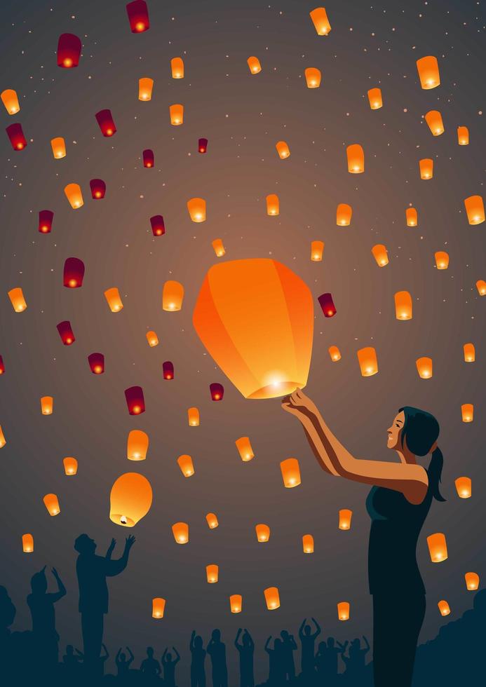 Taiwan Sky Lantern Festival vector