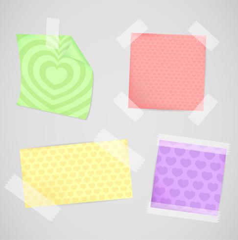 Messages papers with heart texture set vector