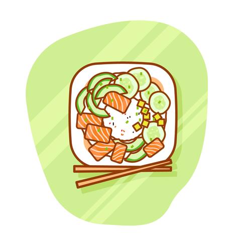 Poke Bowl ilustración vector