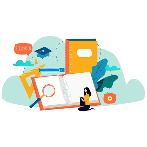 Education, online training courses, distance education flat vector illustration