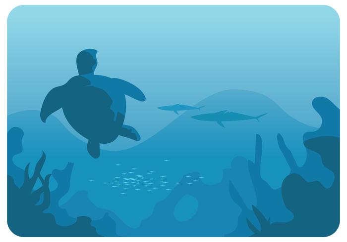 Turtle in The Deep Sea Vector