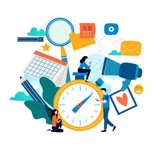 Time management, planning events, organization vector