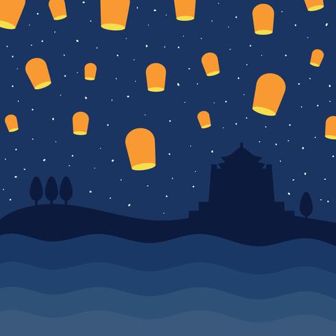 Taiwan Sky Full Of Lanterns vector