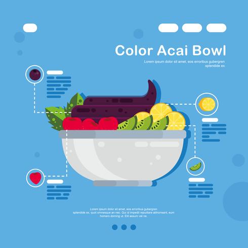 Color Acai Bowl Vector
