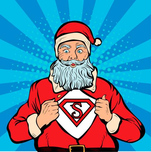 Santa Claus superhéroe, pop art retro vector