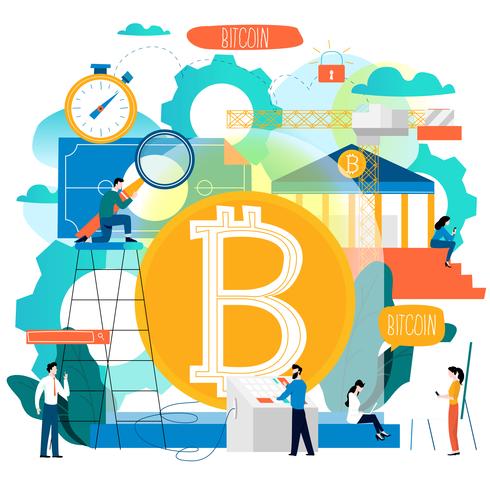 Bitcoin, blockchain technology vector