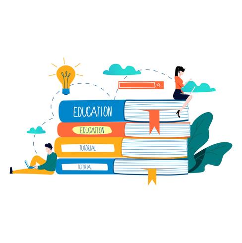 Educación, cursos de formación online. vector