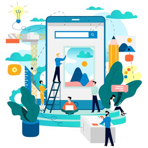 Mobile application development process vector