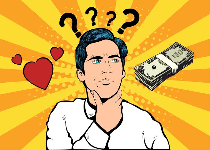 Amor o Dinero Estilo Pop Art vector