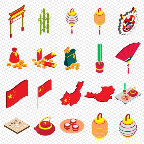 illustration of info graphic chinese object icons set concept vector