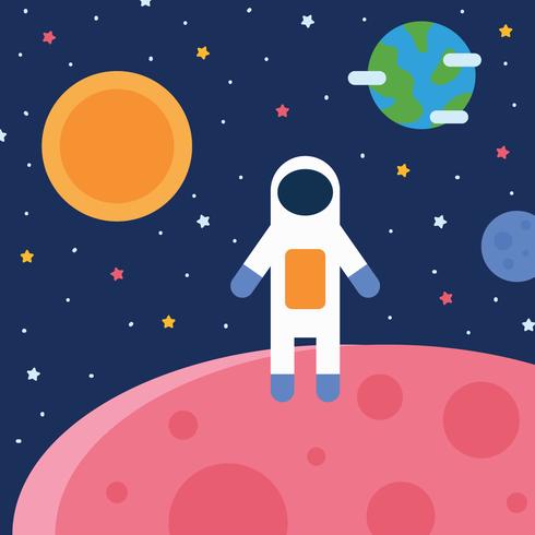 Space Boy Landing In Another Planet vector