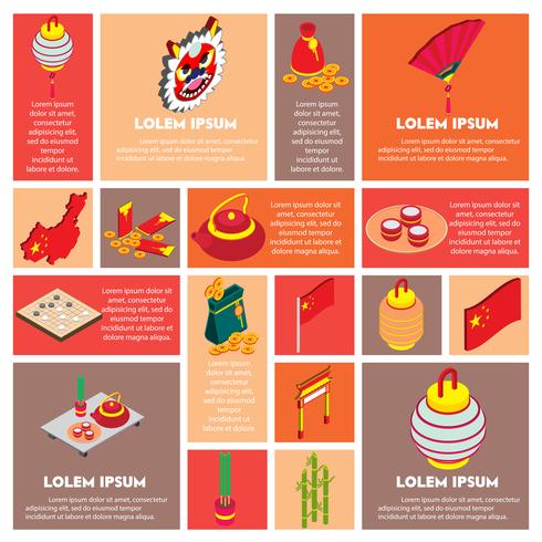 illustration of info graphic chinese object icons set concept vector