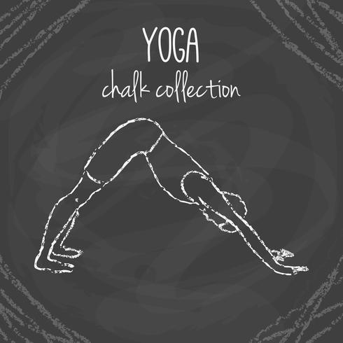 Chalk yoga pose illustrations on blackboard vector