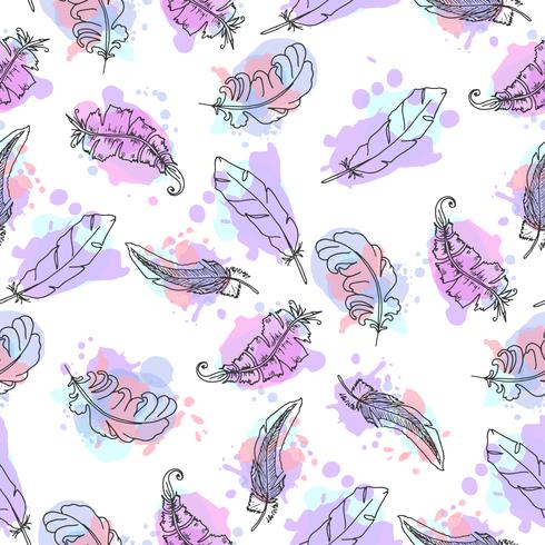 Hand drawn feathers seamless pattern. 275005 Vector Art at Vecteezy
