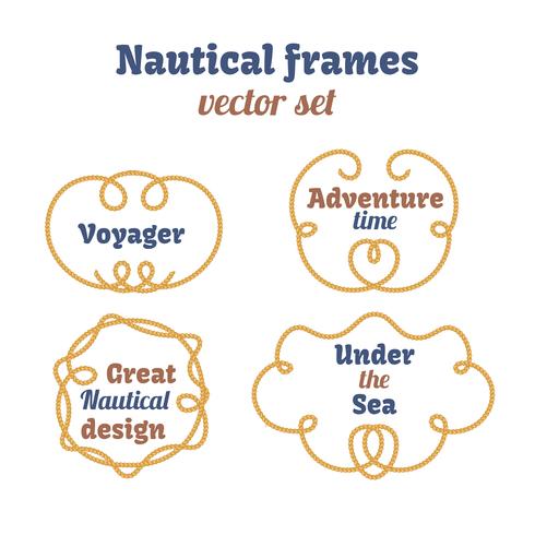 Nautical frames set. Ropes swirls. Decorative vector knots.