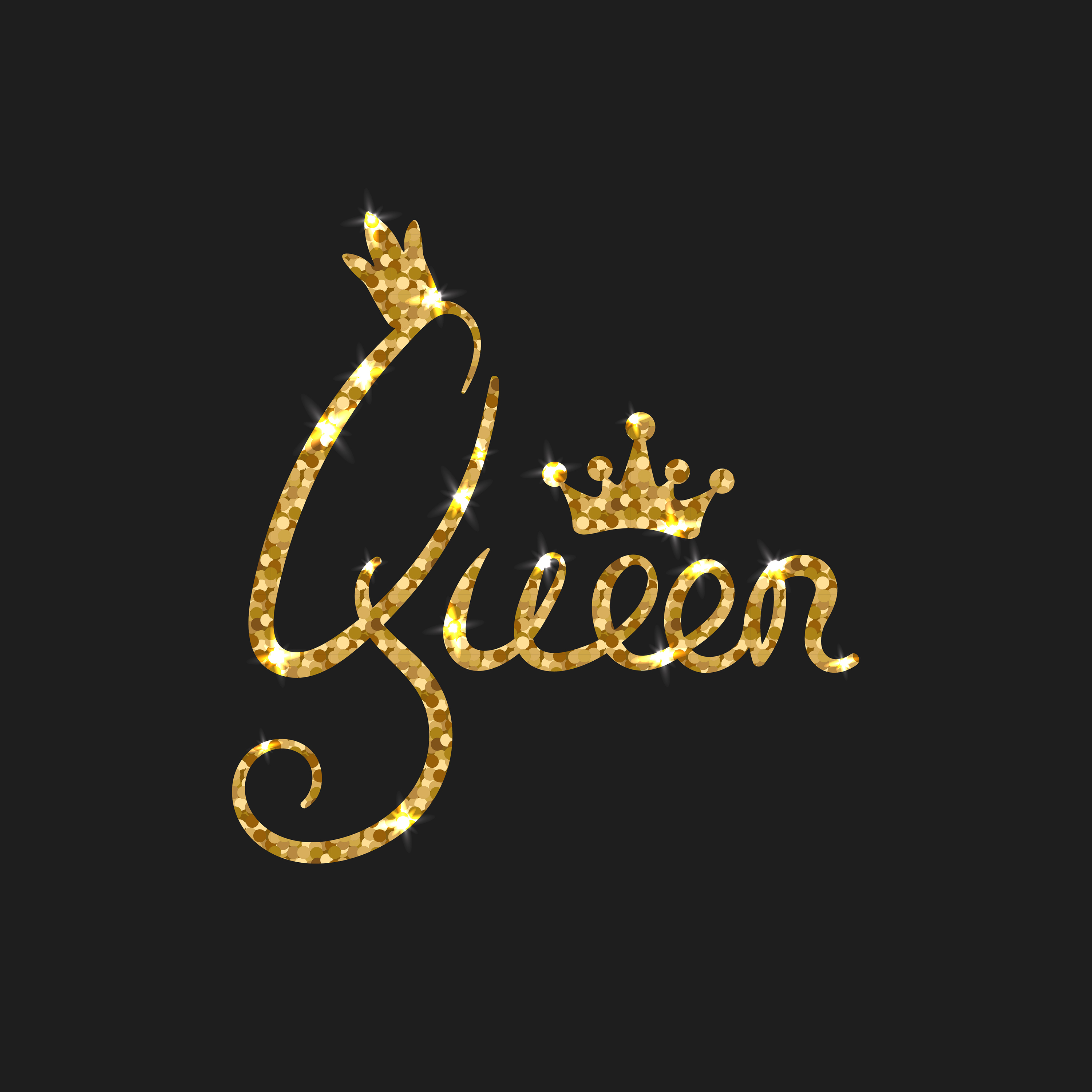 Queen golden text for card. Modern brush calligraphy. 275023 Vector Art at  Vecteezy