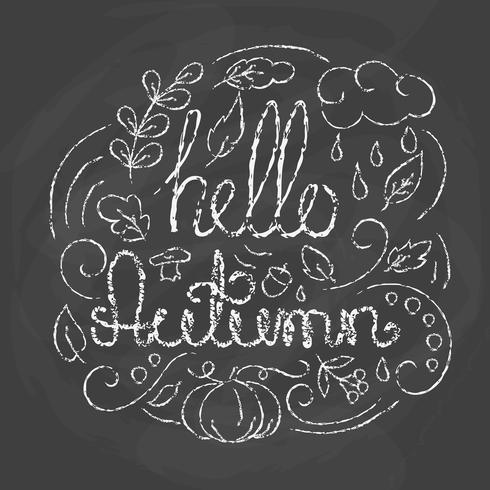 Hello Autumn Card with lettering. vector