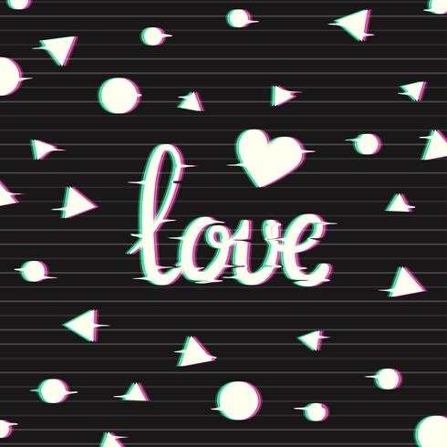 Love Card with Glitch Effect vector