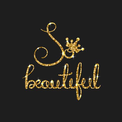 Queen golden text for card. Modern brush calligraphy. vector