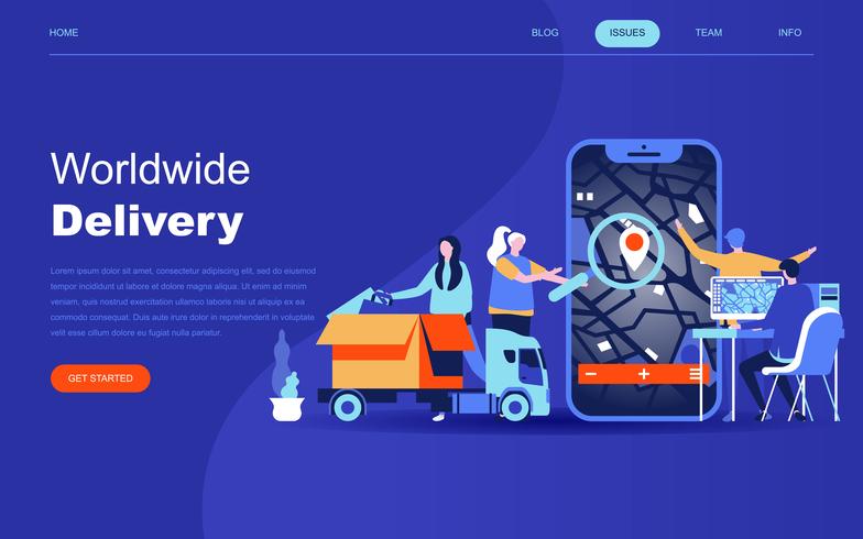 Modern flat design concept of Worldwide Delivery vector