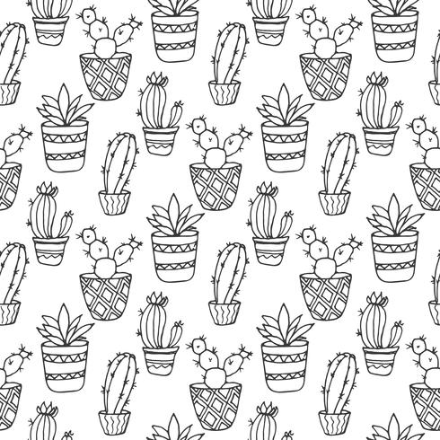 Cactus seamless pattern illustration vector