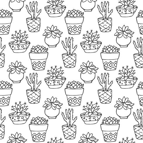 Cactus seamless pattern vector