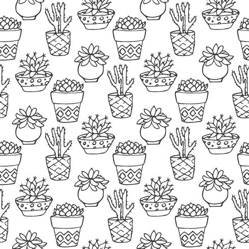 Cactus seamless pattern vector