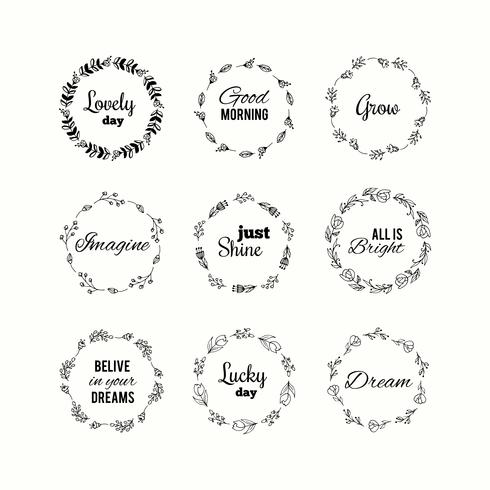 Hand drawn flourish frames with Circle floral borders vector