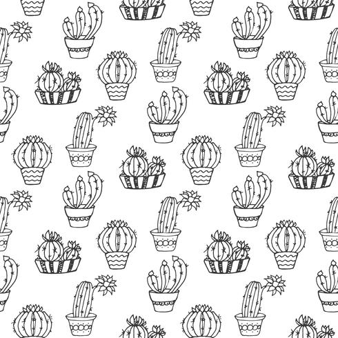 Cactus seamless pattern illustration vector