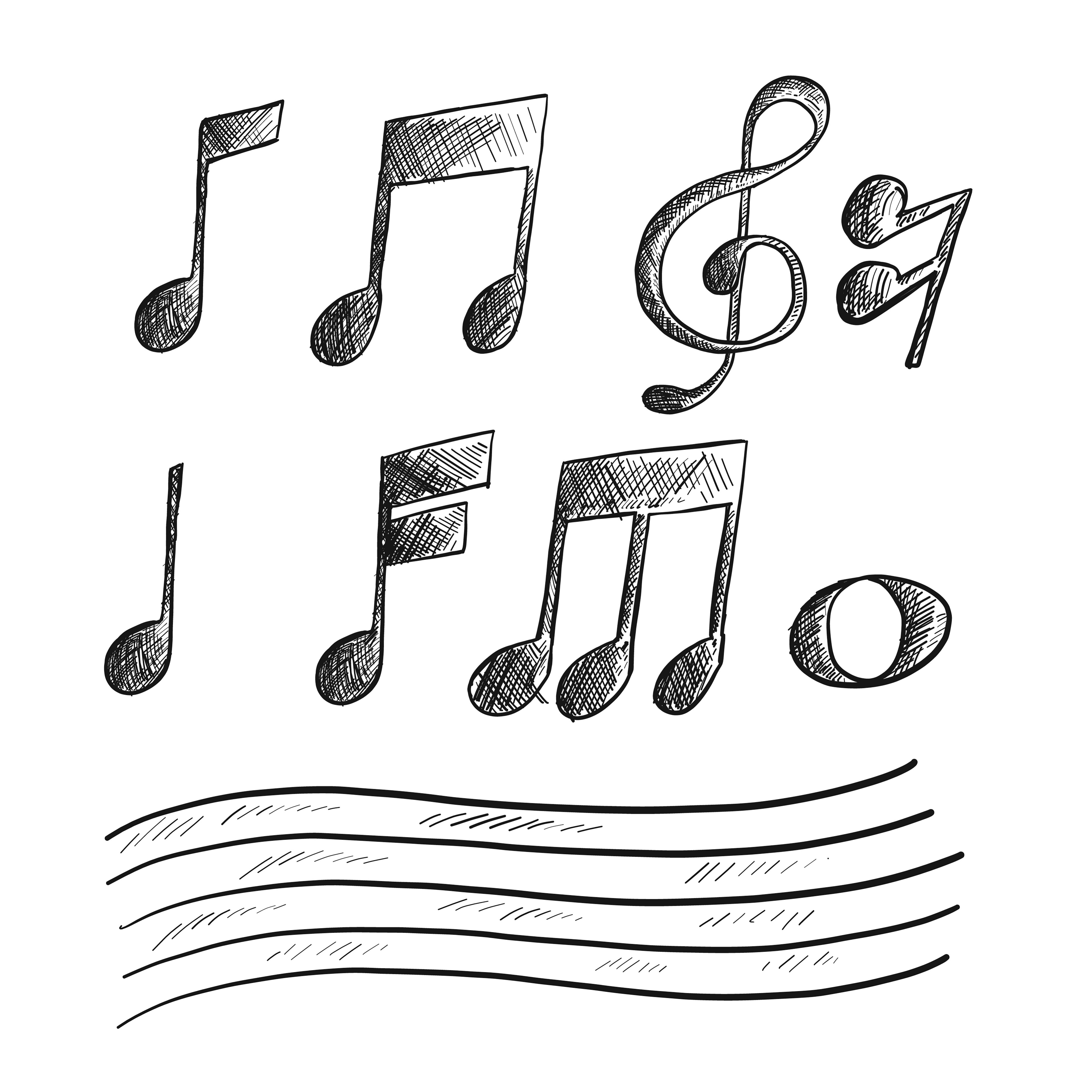 Pencil Sketch Music Notes