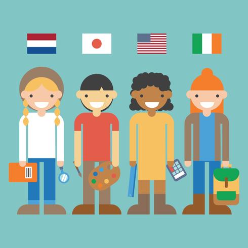 Students From Different Countries vector