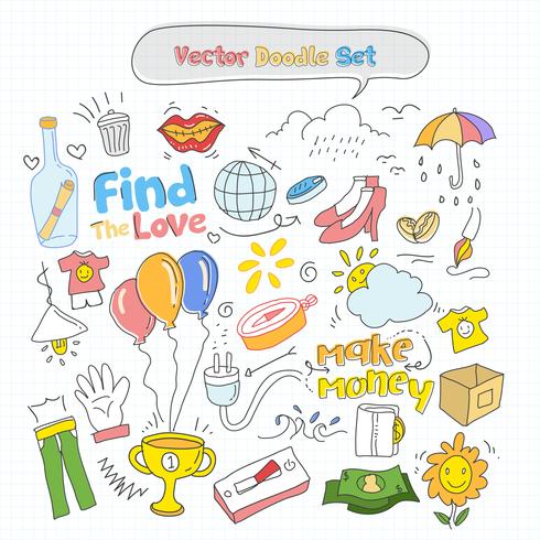 Vector colorido conjunto de Doodle