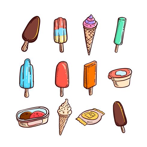 Hand drawn Sketch of Different Ice cream vector